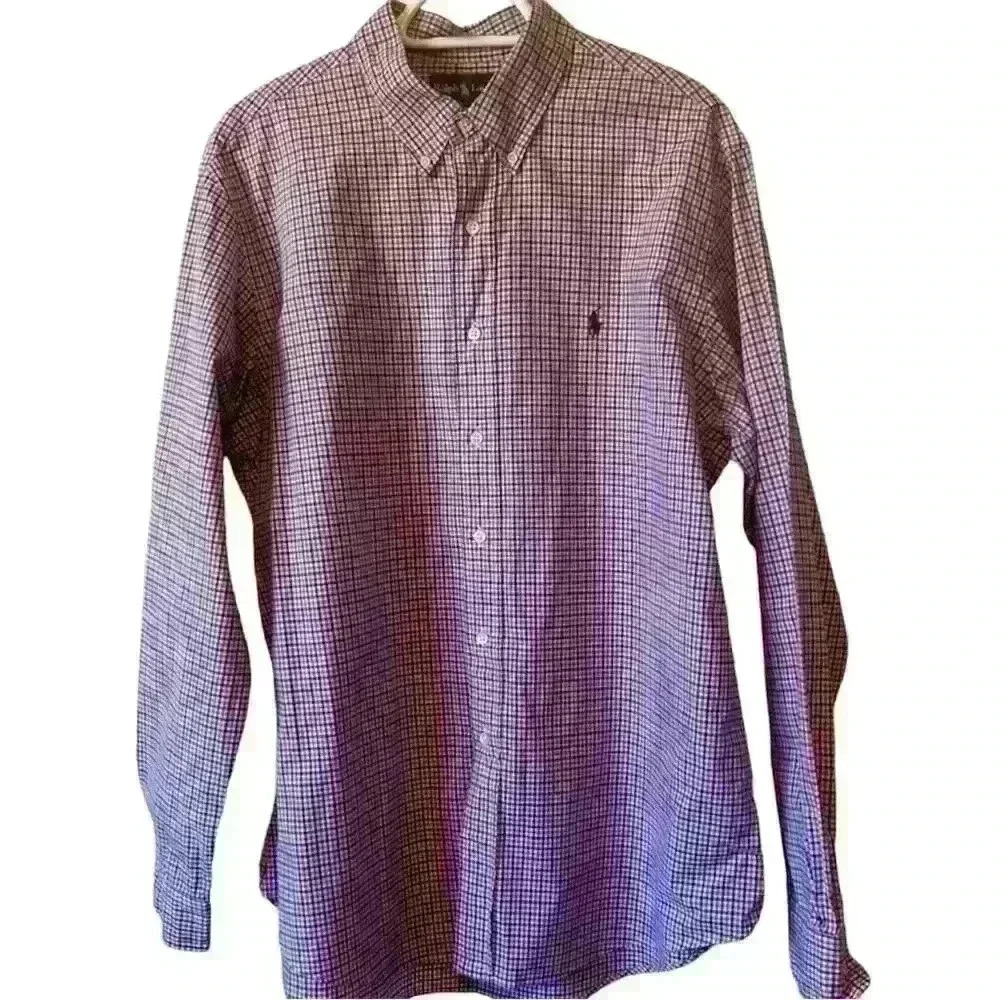 Ralph Lauren Button Down Gingham Check Shirt Pink/Blue Pony Sz XL